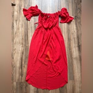 Dress with slit + cover underneath.